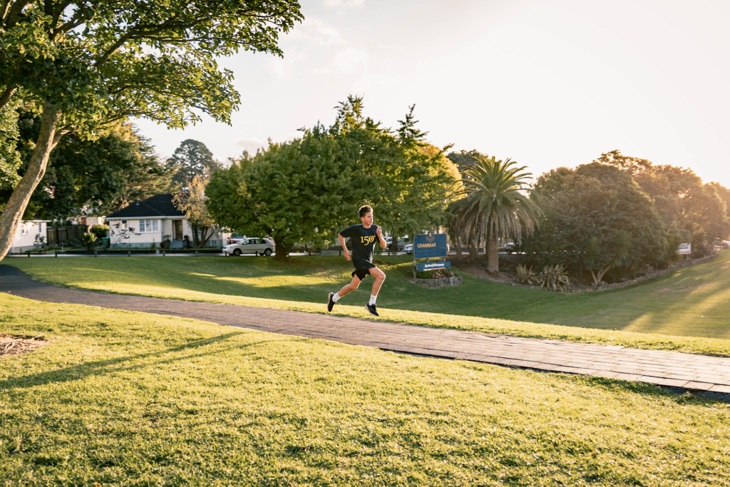 Running back towards the Old Boys' Pavilion for the 1,000 miler