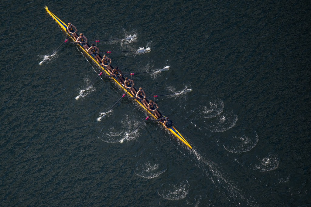 Aerial view of the Maadi Cup course during the racing of the heats for the Under 18 eights