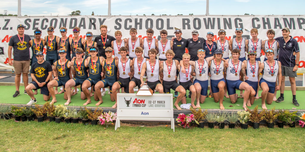 The Under 18 Eight crew winning Silver at the 2021 New Zealand Secondary Schools Championships