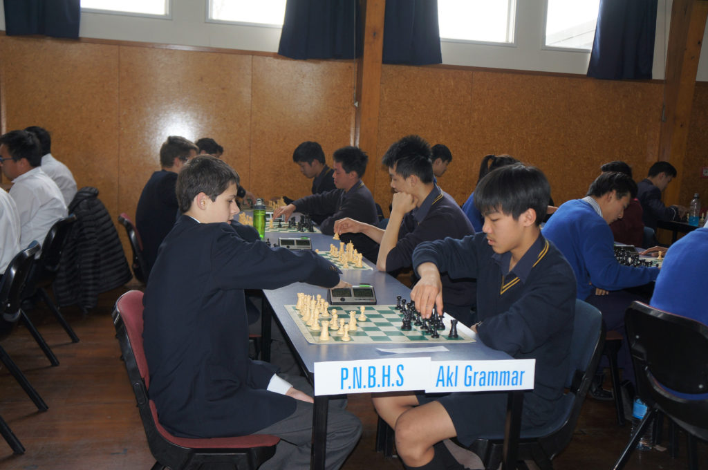 The Premier Chess team take on the team from Palmerston North Boys' High School