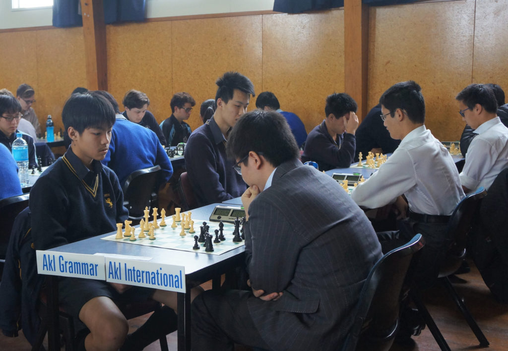 The Premier Chess team take on the team from Auckland International College