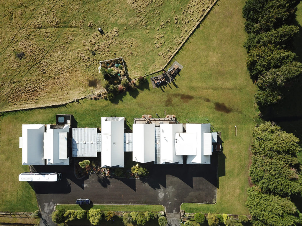 A birds-eye view of Venturelodge, taken with a drone