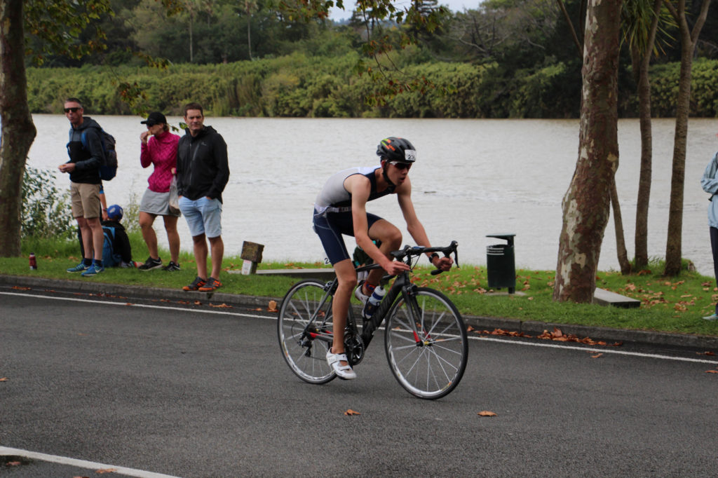 Old Boy Dominic Burkhardt racing in the Triathlon