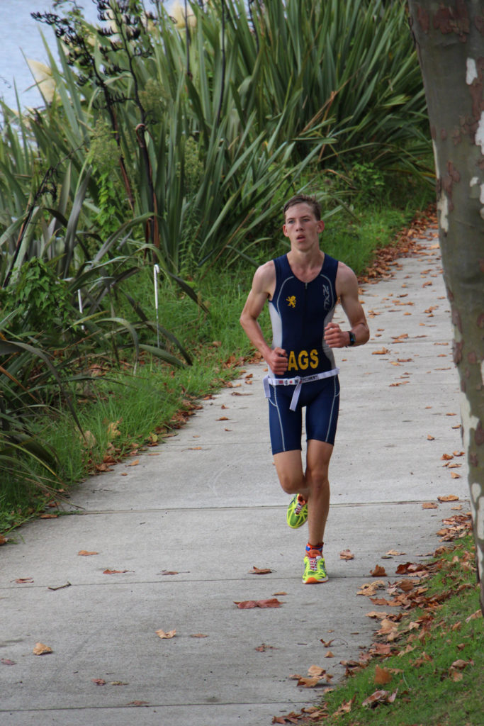 Old Boy Dominic Burkhardt racing in the Triathlon