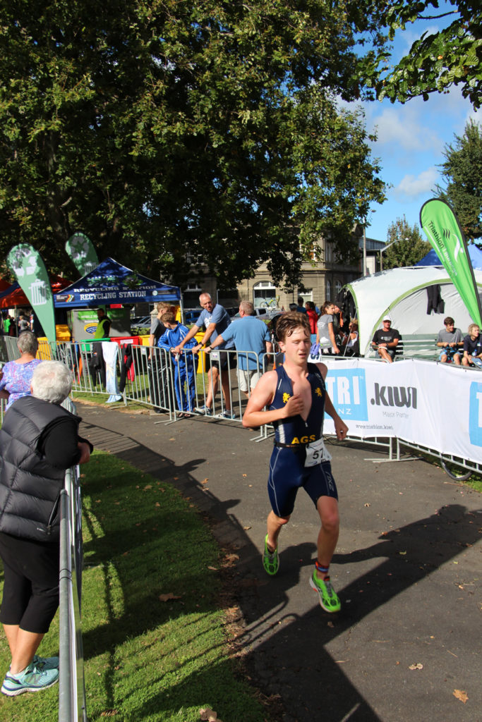 Old Boy Gus Ullrich racing in the Triathlon