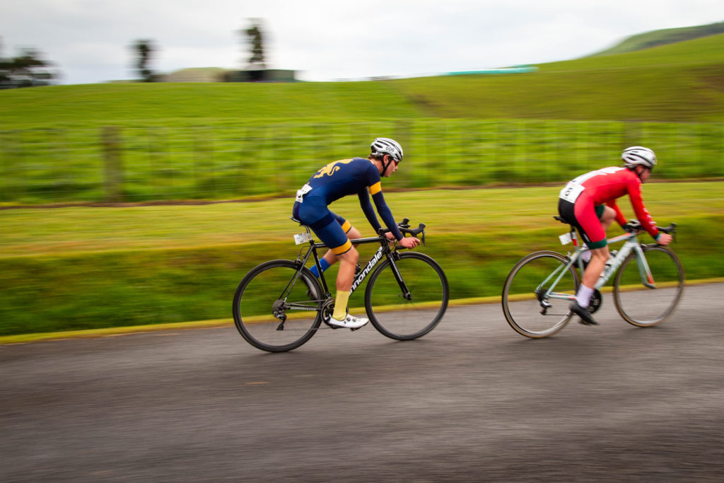 Racing during the North Island Secondary School Cycling Championships