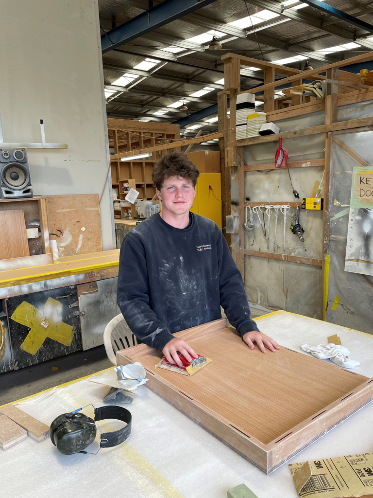 Isaac Chaytor works at Lloyd Stevenson Boatbuilders, after taking Careers Studies and Trades and Construction when he was in Form 7