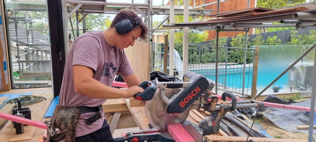 Taylor Shields working on a Hargraves Homes building site