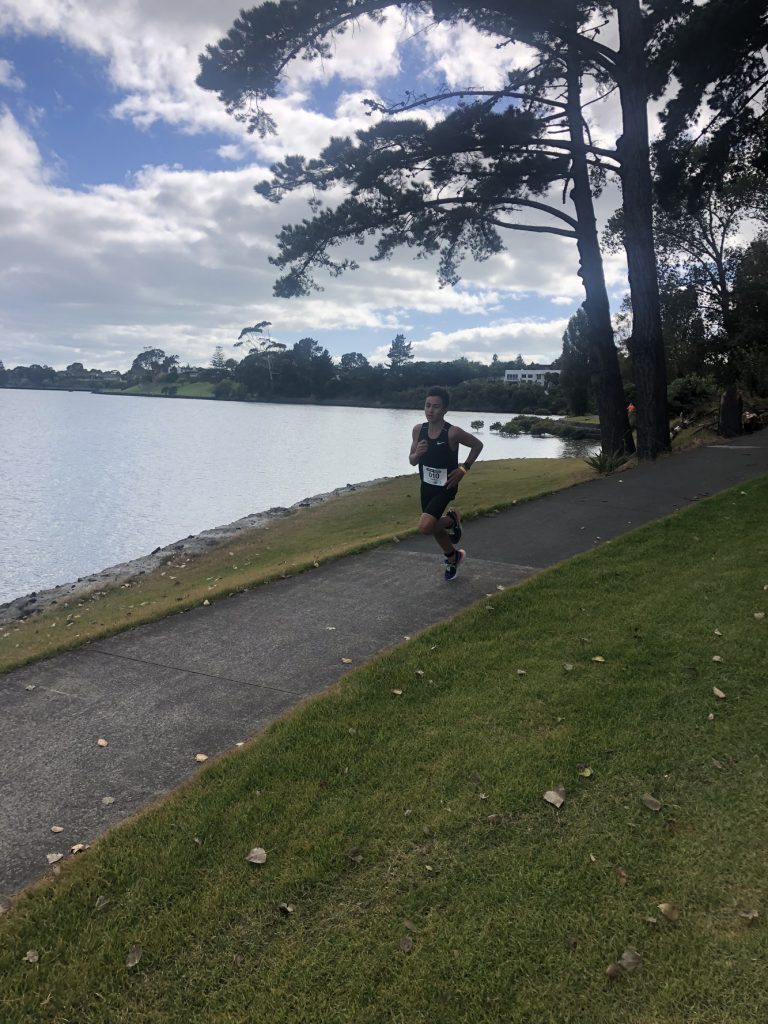 Form 3 student Charlie Forsyth who won the Junior race