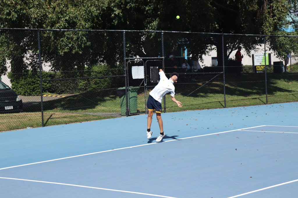 Form 3 Luca Bland playing in the junior singles final of the Champion of Champions Tournament