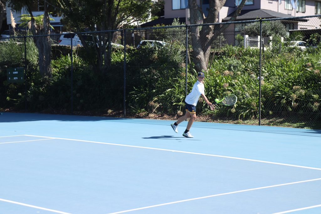 Form 3 Luca Bland playing in the junior singles final of the Champion of Champions Tournament