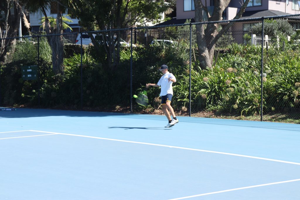 Form 3 Luca Bland playing in the junior singles final of the Champion of Champions Tournament