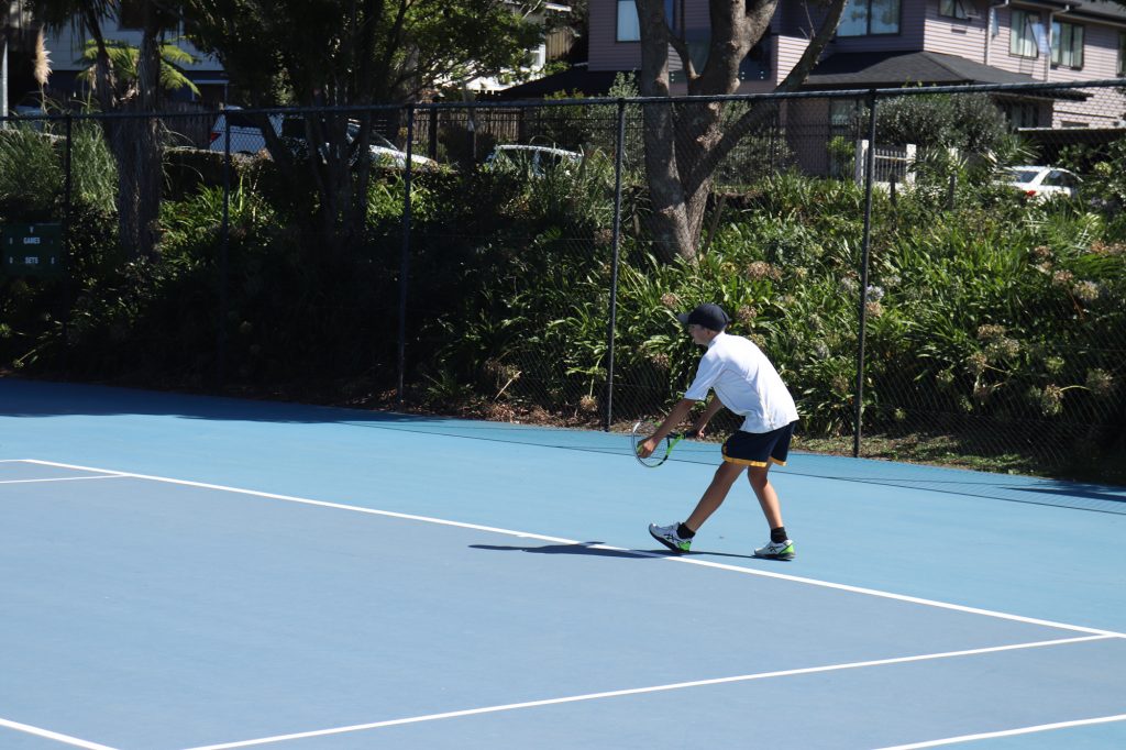 Form 3 Luca Bland playing in the junior singles final of the Champion of Champions Tournament