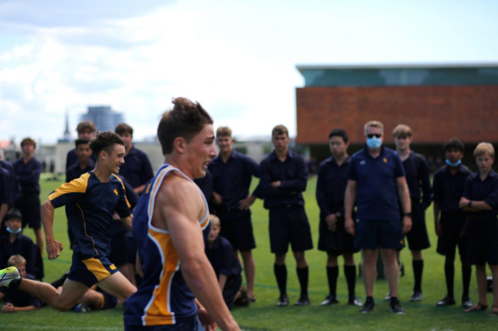 The Senior 100m final won by Prefect Jonathan Young