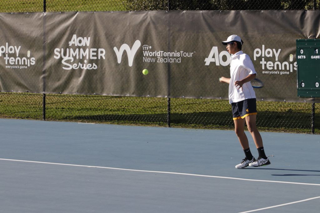 Form 3 student Zihan Mei in his singles match