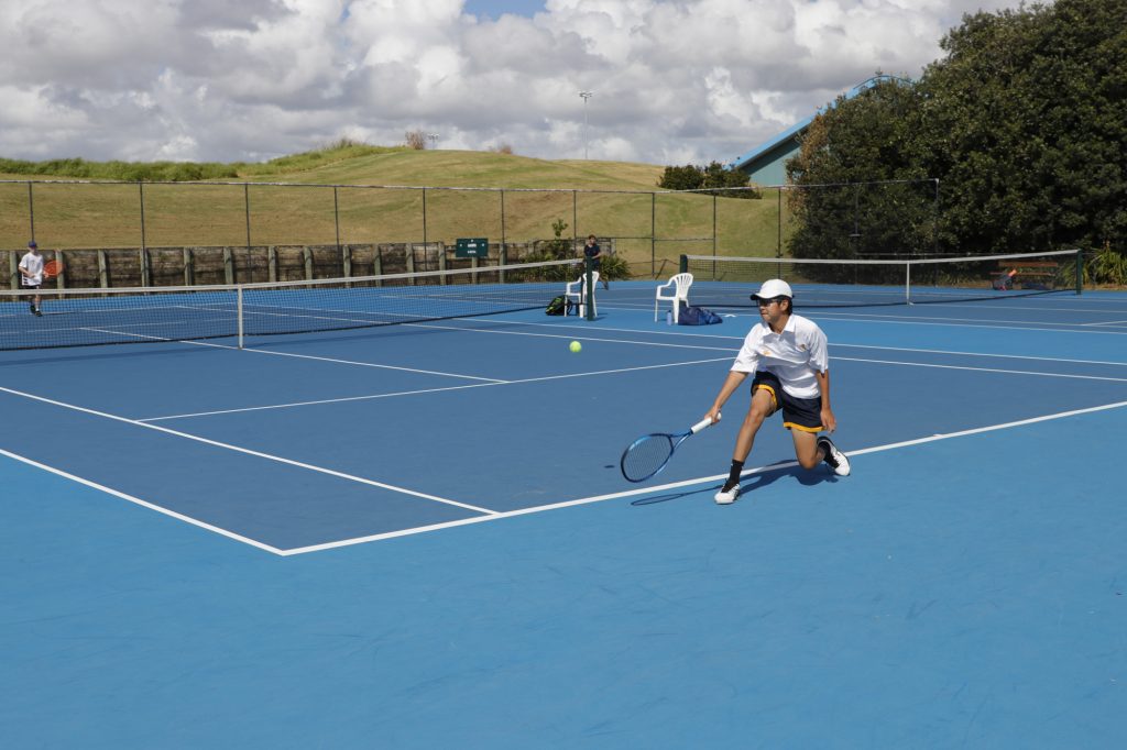 Form 3 student Zihan Mei in his singles match