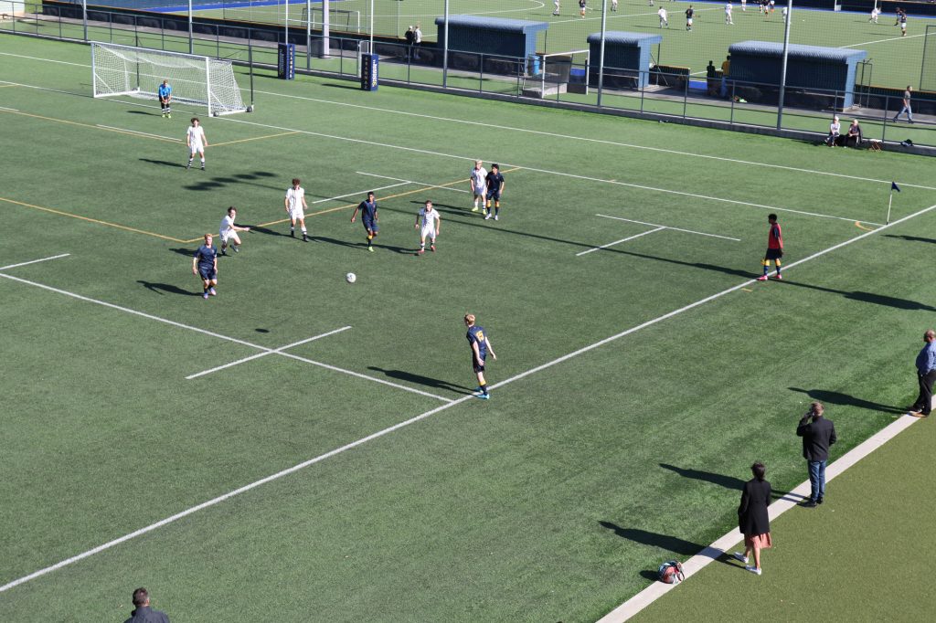 A great shot of the 1st XI Football team in action against New Plymouth