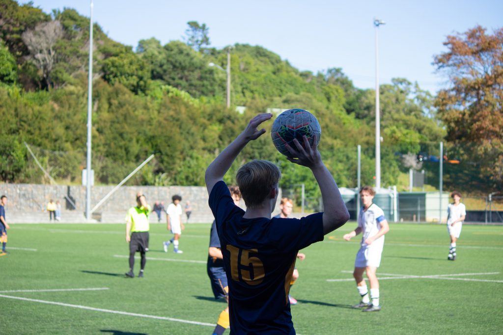 The 1st XI Football team in action against New Plymouth