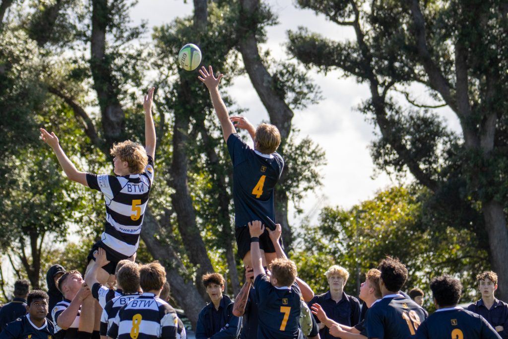 Prefect Dougal Rutherford-Levien reaches for the ball